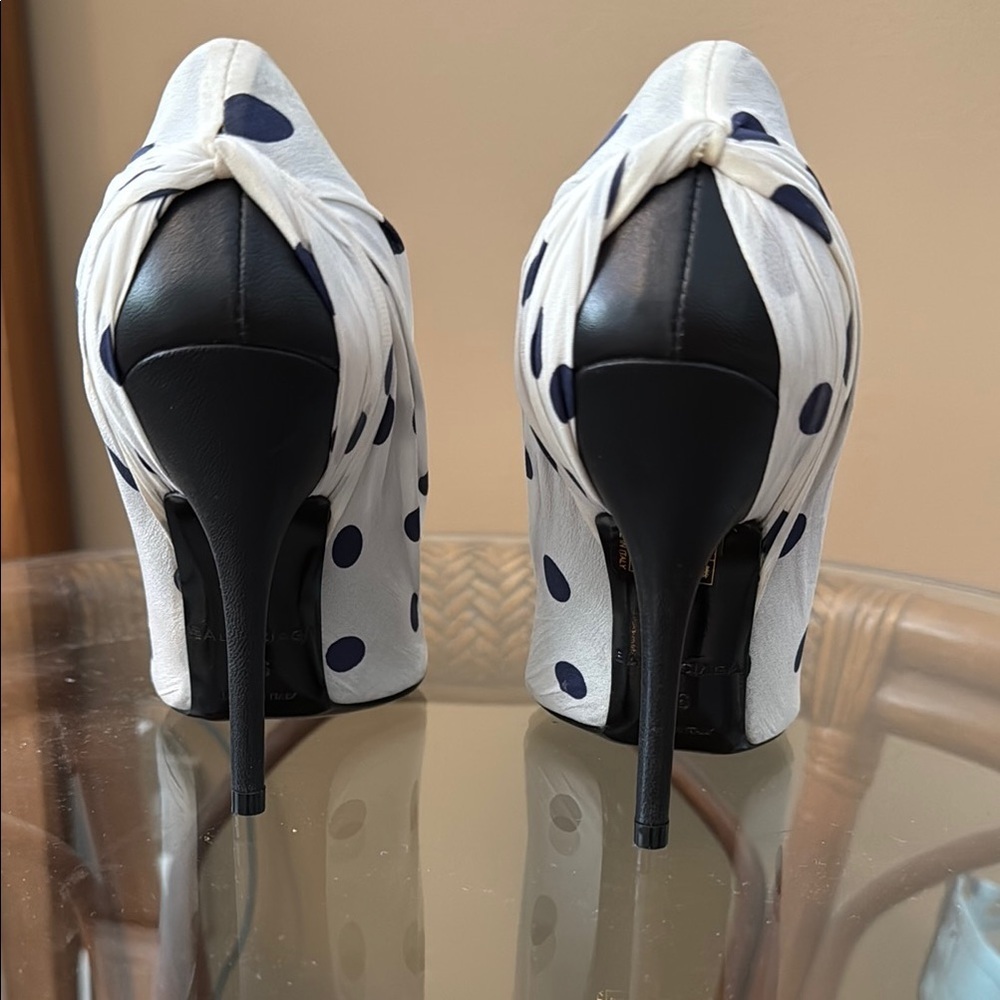 Balenciaga Knife White and Black Polka Dot Heels - Picture 5 of 5